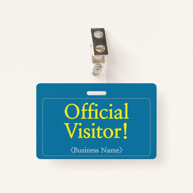 Professional "Official Visitor!" Badge ID Badge (Front with Clip)