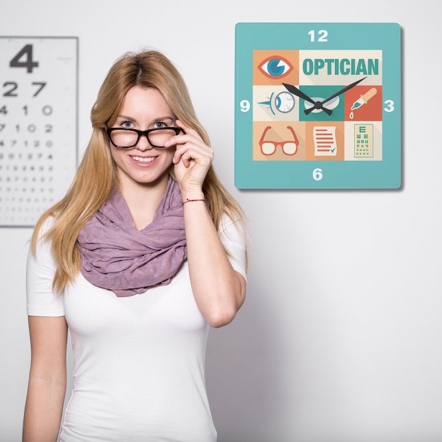 Professional Optician Iconic Design Square Wall Clock (Creator Uploaded)