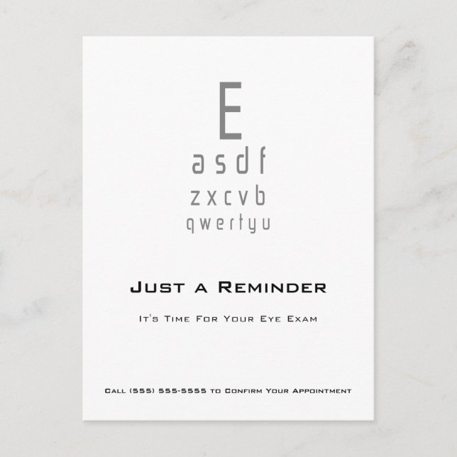 Professional Optometrist Eye Chart Appointment Postcard (Front)