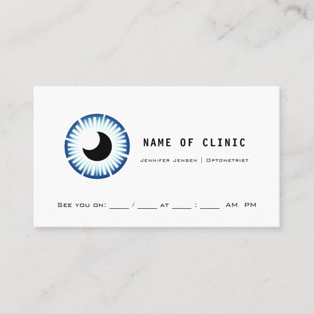 Professional Optometry Blue Iris Appointment Card (Front)