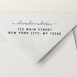 Professional or Personal Elegant Return Address Self-inking Stamp<br><div class="desc">Modern and Elegant Cursive Script Typography Wedding Invitation Return Address self inking stamp which is great for a Save the Date, RSVP, Bridal Shower, Baby Shower, Birthday Party, or Christmas Holiday Card or Invitation. The text of this hand lettered modern script typography label can be updated and customized with your...</div>