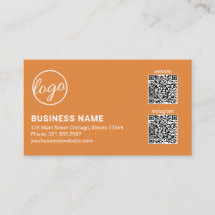 Professional Orange Logo QR Code Modern Business Card