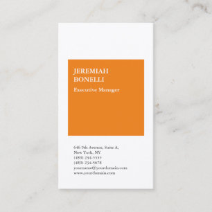 Professional orange white minimalist premium silk business card