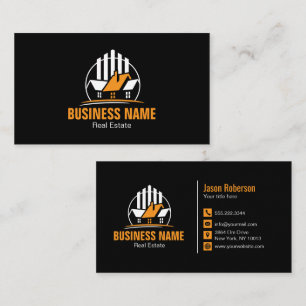 Professional Orange White Real Estate Logo Business Card