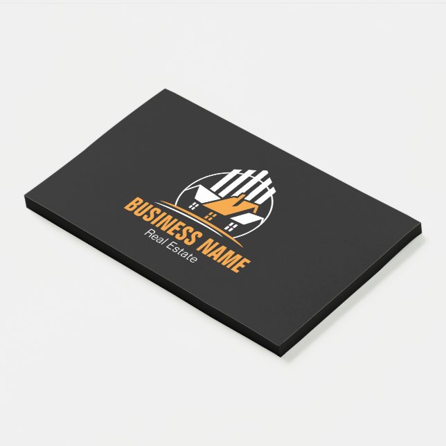 Professional Orange White Real Estate Logo Post-it Notes (Angled)