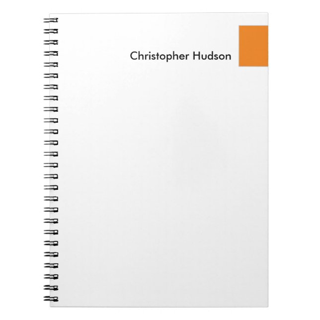 Professional Orange White Simple Plain Creative Notebook (Front)