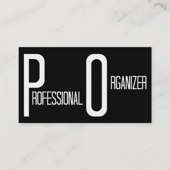 Professional Organiser Black Simple Business Card (Front)