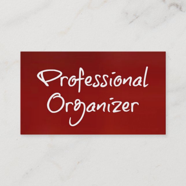 Professional Organiser Brushed Red Business Card (Front)