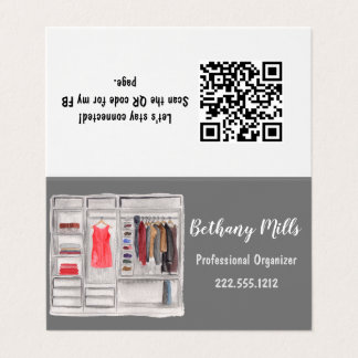 Professional Organiser Custom QR Code Tent Style Business Card