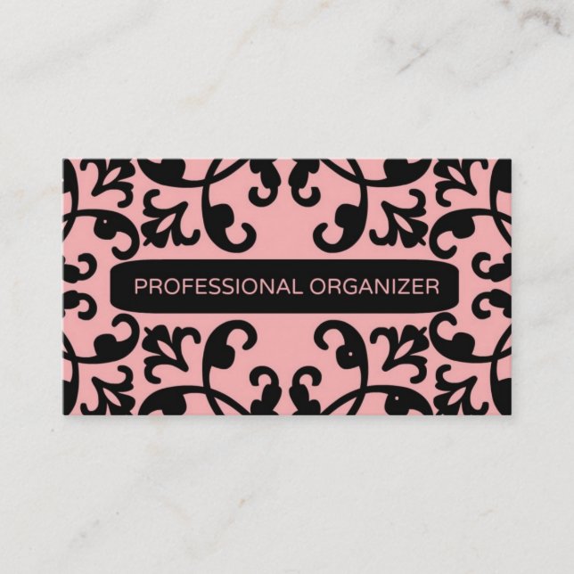 Professional Organiser Damask Business Card (Front)