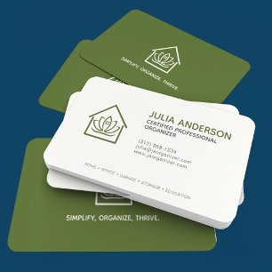 Professional Organiser Olive Green Business Card