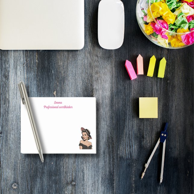 Professional overthinker,elegant,Pink Personalised Post-it Notes (Creator Uploaded)