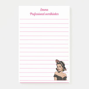 Professional overthinker,elegant,Pink Personalized Post-it Notes