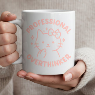 Professional Overthinker Funny Cat Overthinking Coffee Mug