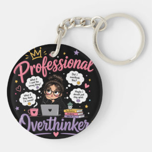 Professional overthinker funny quote black key ring
