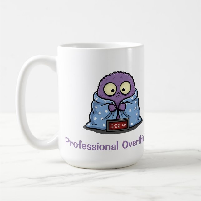 Professional Overthinker Monster Fun Coffee Mug (Left)
