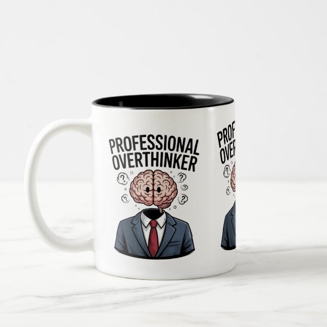 Professional Overthinker" Two-Tone Coffee Mug (Left)
