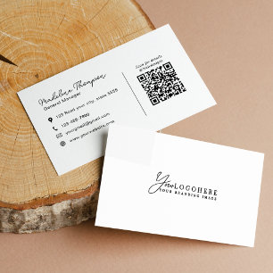 Professional Own Logo Script Name QR Code Business Card