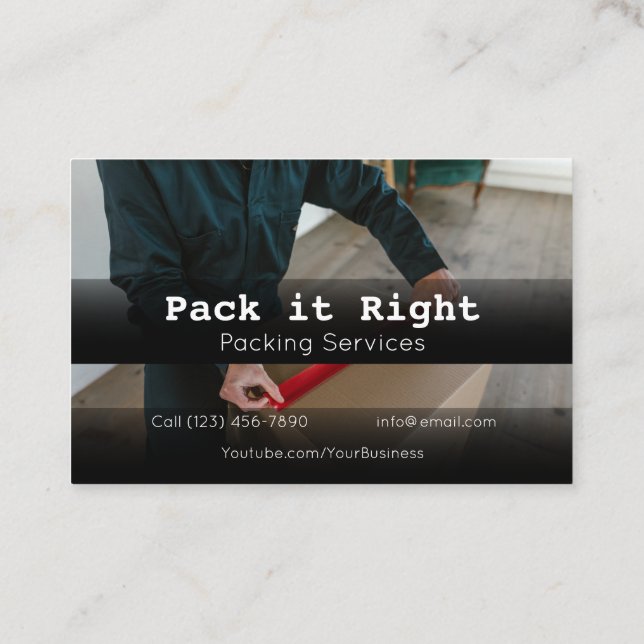 Professional Packing Shipping Moving Services Business Card (Back)