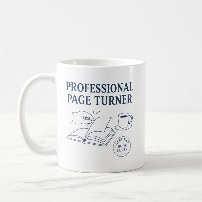 Professional Page Turner Funny Bookish Gift Idea Coffee Mug (Left)