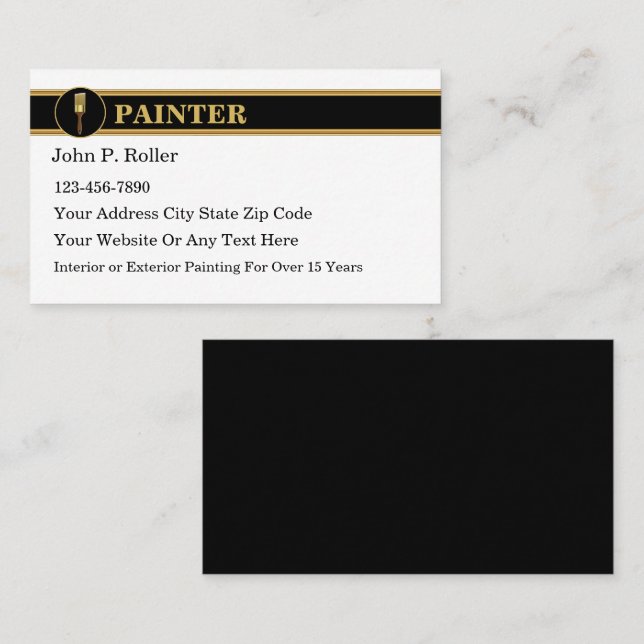 Professional Painter Classy Business Cards (Front/Back)