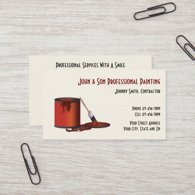 Professional Painter Contractor Business Card (Front/Back In Situ)