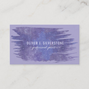 Professional painter purple watercolor brushed business card