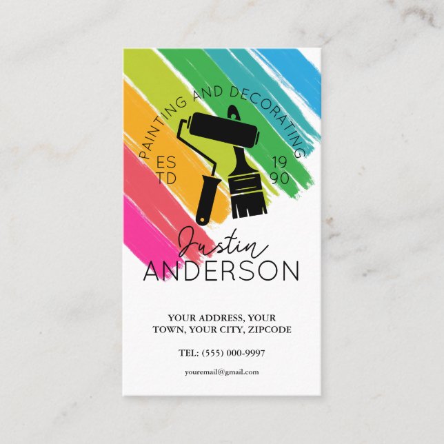 Professional Painting and Decorating handyman Business Card (Front)