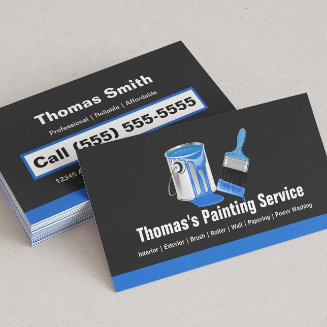Professional Painting Service - Blue Painter Brush Business Card (Creator Uploaded)