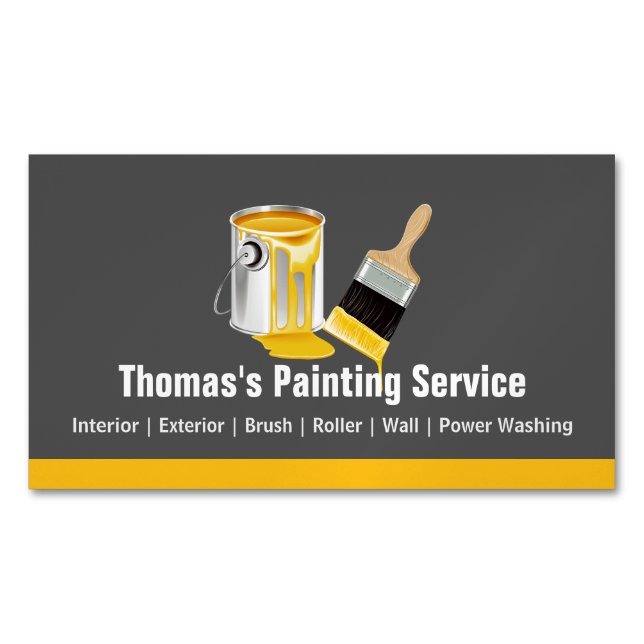 Professional Painting Service Painter Paint Brush Magnetic Business Card (Front)