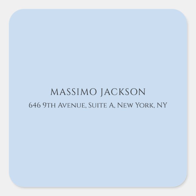 Professional pale blue modern minimalist name square sticker (Front)