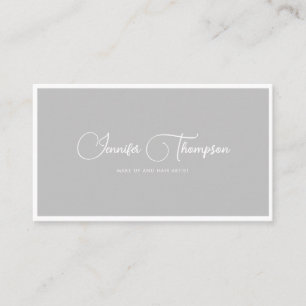 Professional Pale Grey Script QR Code Business Card