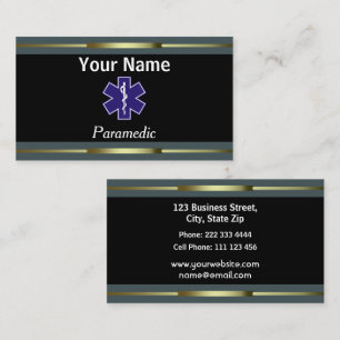 Professional Paramedic Gold and Black Business Card