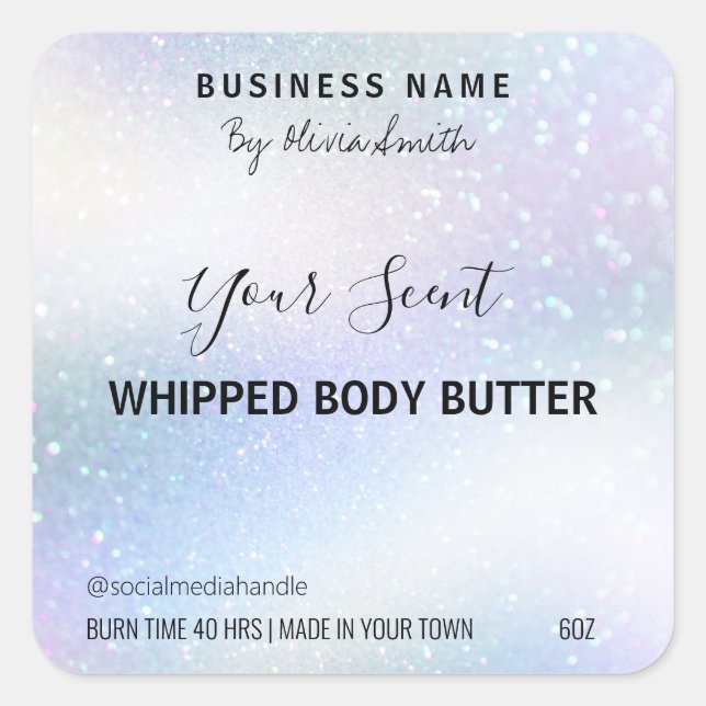 Professional Pastel Blue And Purple Body Butter Square Sticker (Front)