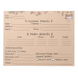 Professional Pastry Cupcake Bakery Order Form   Notepad