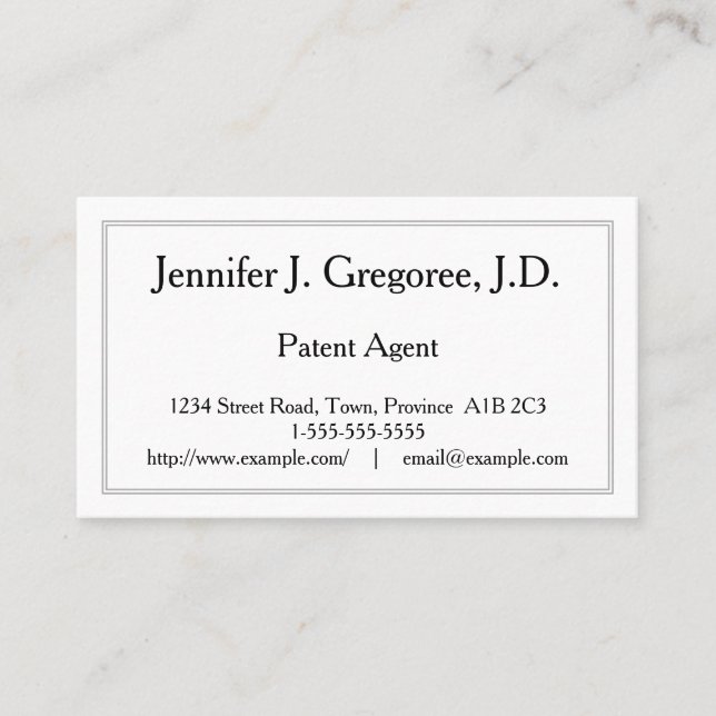 Professional Patent Agent Business Card (Front)