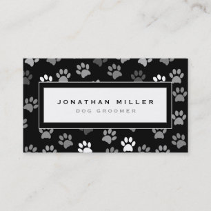 Professional Paw Print Design Black & White Business Card