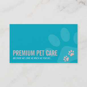 PROFESSIONAL PAW PRINTS pet care pink turquoise Business Card