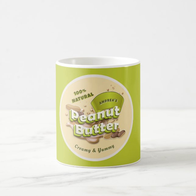 Professional Peanut Butter Logo Cute Yellow Green Coffee Mug (Center)