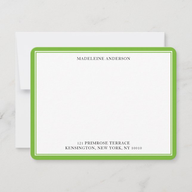 Professional Pear Green Double Border Flat     Card (Front)