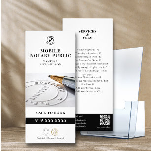 Professional Pen Logo QR Code Notary Public Price  Rack Card