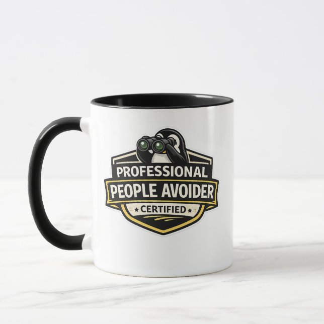 Professional People Avoider Penguin Design Mug (Left)