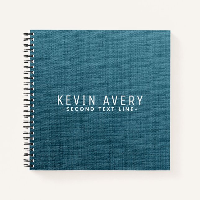 Professional Personalised Blue Linen Texture Notebook (Front)