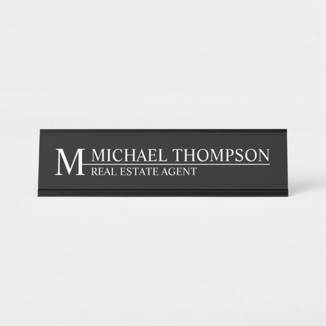 Professional Personalised Monogram and Name Desk Name Plate (Front)