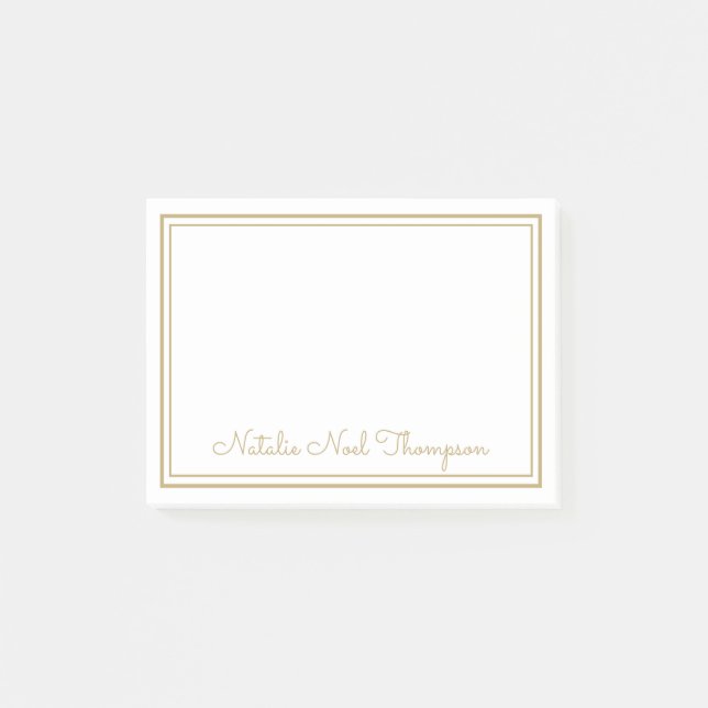 Professional Personalised Monogram Name Gold Post-it Notes (Front)