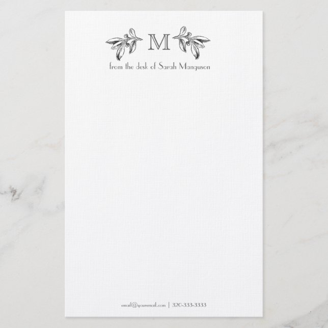 Professional Personalised Monogram Stationery (Front)