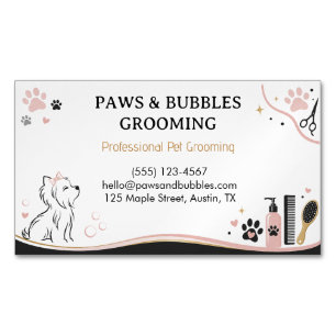 Professional Pet Grooming Magnet Business Card