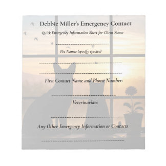 Professional Pet House Sitter Emergency Contact Notepad