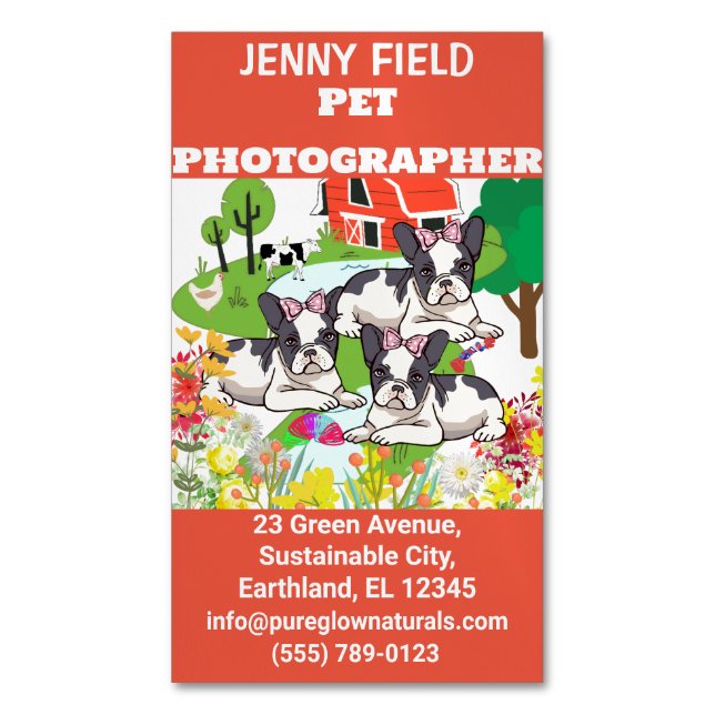 Professional Pet Photographer Folded Business Card (Front Vertical)