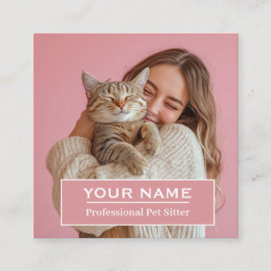 Professional Pet Sitter Custom Photo Square Business Card